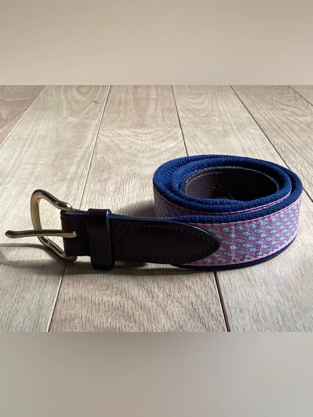 Vineyard Vines Boys’ Classic Whale Canvas Club Belt | Raspberry | Size 28